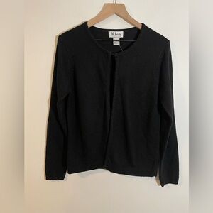 NWTAll Points by Reference Point Silk Blend Black Knit Cardigan Sweater Sz Med